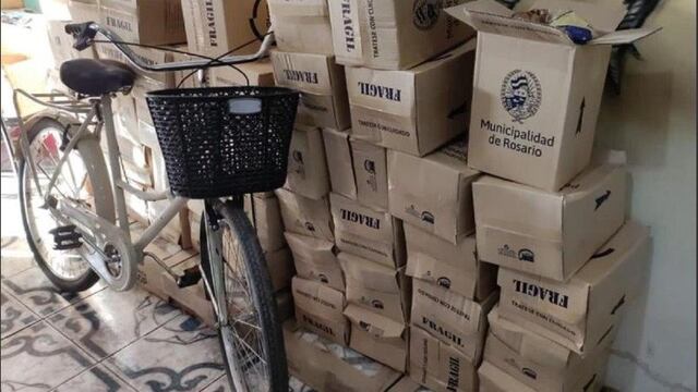 Cajas del "Plan Cuidar" en la casa de Cantero