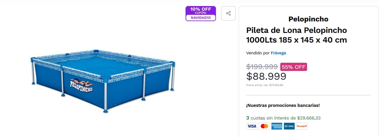 Pileta de lona en oferta