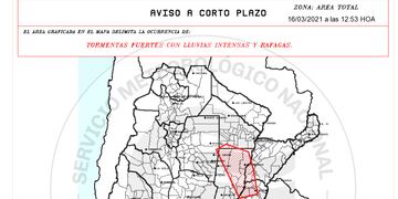 Alerta por parte del SMN.