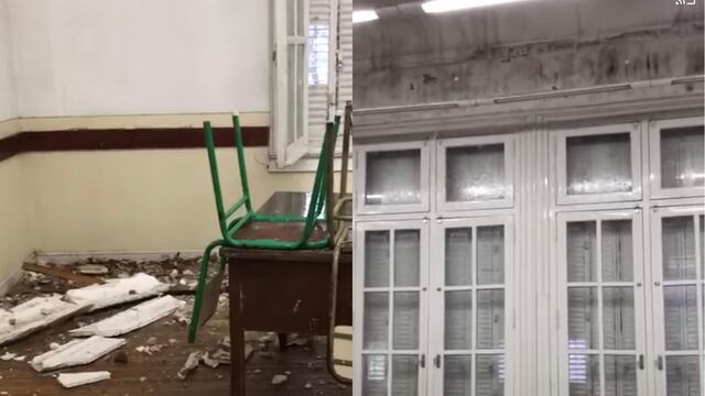 Daños por la lluvia en el interior de las aulas