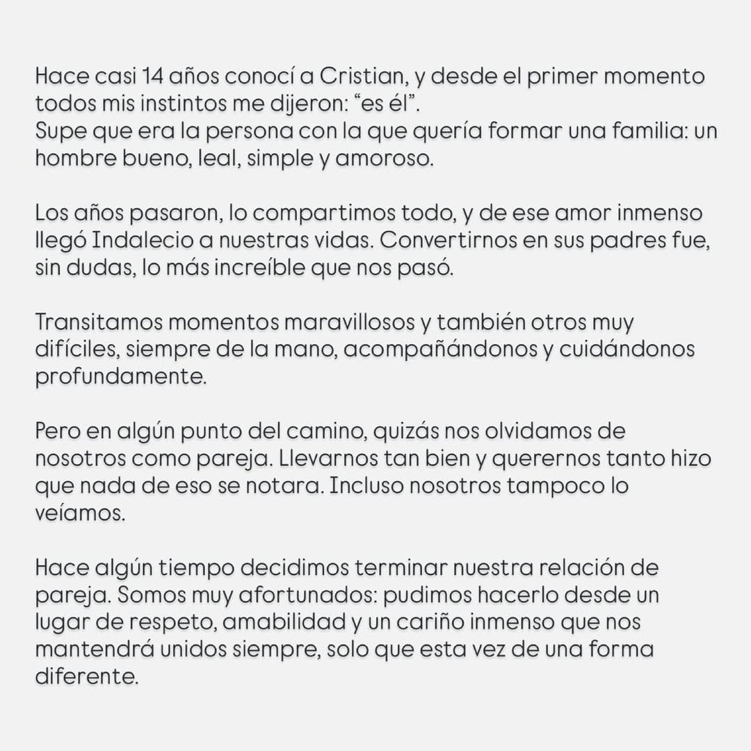 Luli Fernández se separó de Cristián Cúeno Lirabarona tras 14 años juntos
