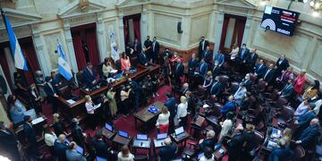 Cristina Kirchner durante la sesiòn en el Senado. Foto Federico Lopez Claro