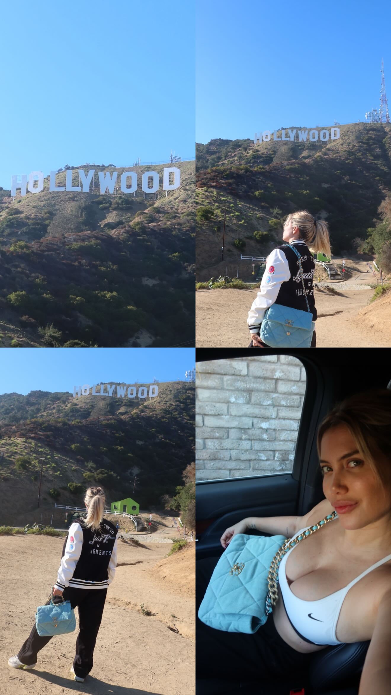 Wanda Nara eligió el top deportivo más revelador para visitar el incónico cartel de Hollywood