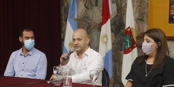 Conferencia de prensa en la Municipalidad de Carlos Paz.