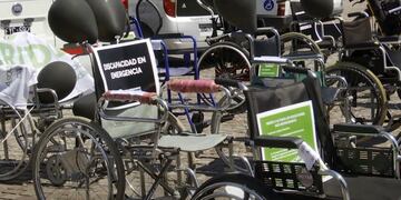 Protesta de sectores de la discapacidad en Rosario