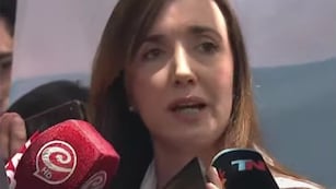 Victoria Villarruel, antes de votar este domingo (Captura de video).