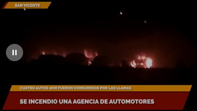 Incendio en una agencia de automotores en San Vicente consumió cuatro autos 0 Km.