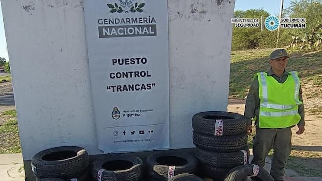 Molle Yaco: Gendarmería incautó una decena de neumáticos de contrabando