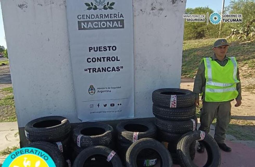 Molle Yaco: Gendarmería incautó una decena de neumáticos de contrabando
