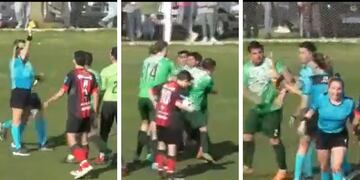 Terrible agresión de un jugador del Club Garmense a una árbitro en pleno partido.