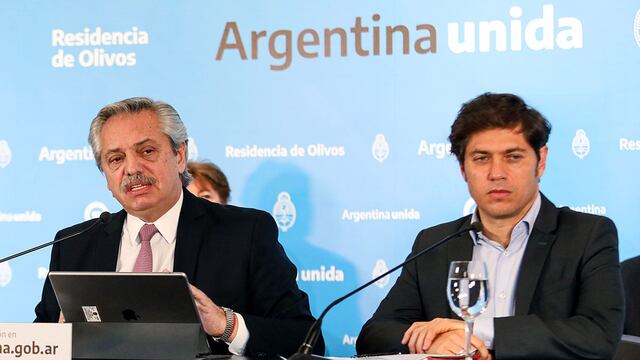 Alberto Fernández en una conferencia con Axel Kicillof. (Foto: Presidencia)