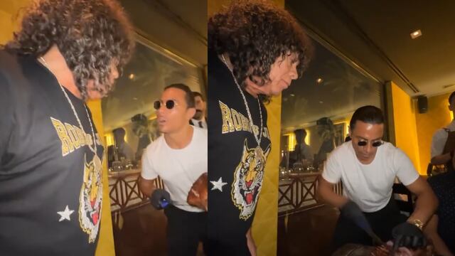 Carlos "La Mona" Jiménez con Salt Bae, el célebre chef, en Qatar (La Voz).