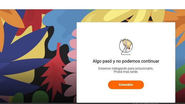 Persisten los problemas en la página web de Tarjeta Naranja tras el hackeo (Captura de pantalla)