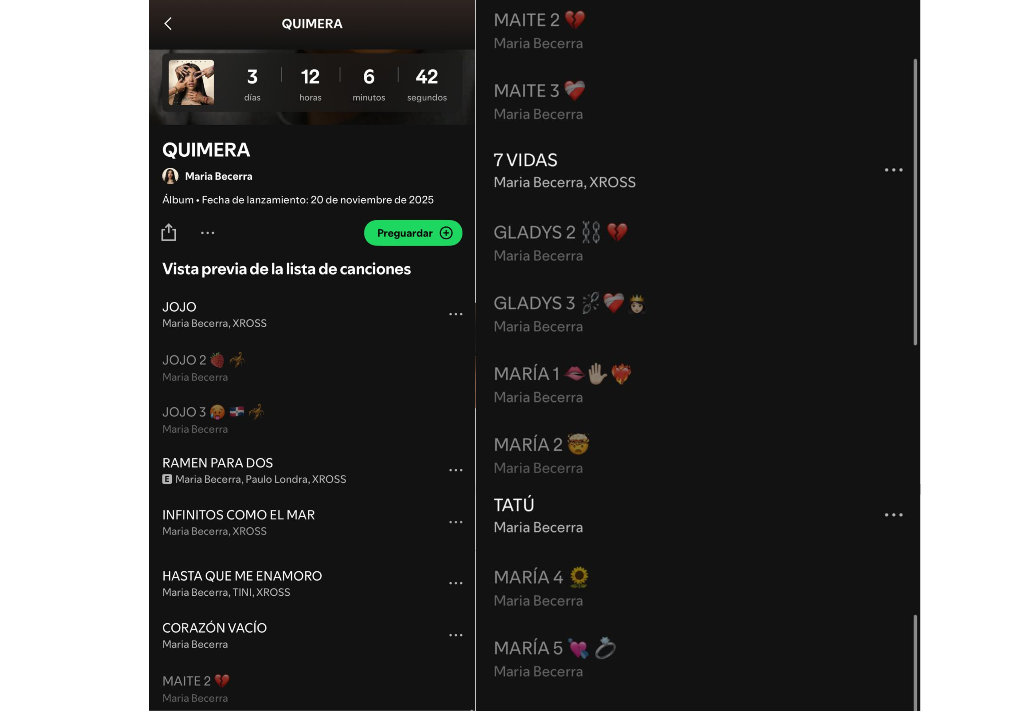 Las canciones pendientes de estreno del nuevo álbum de María Becerra.