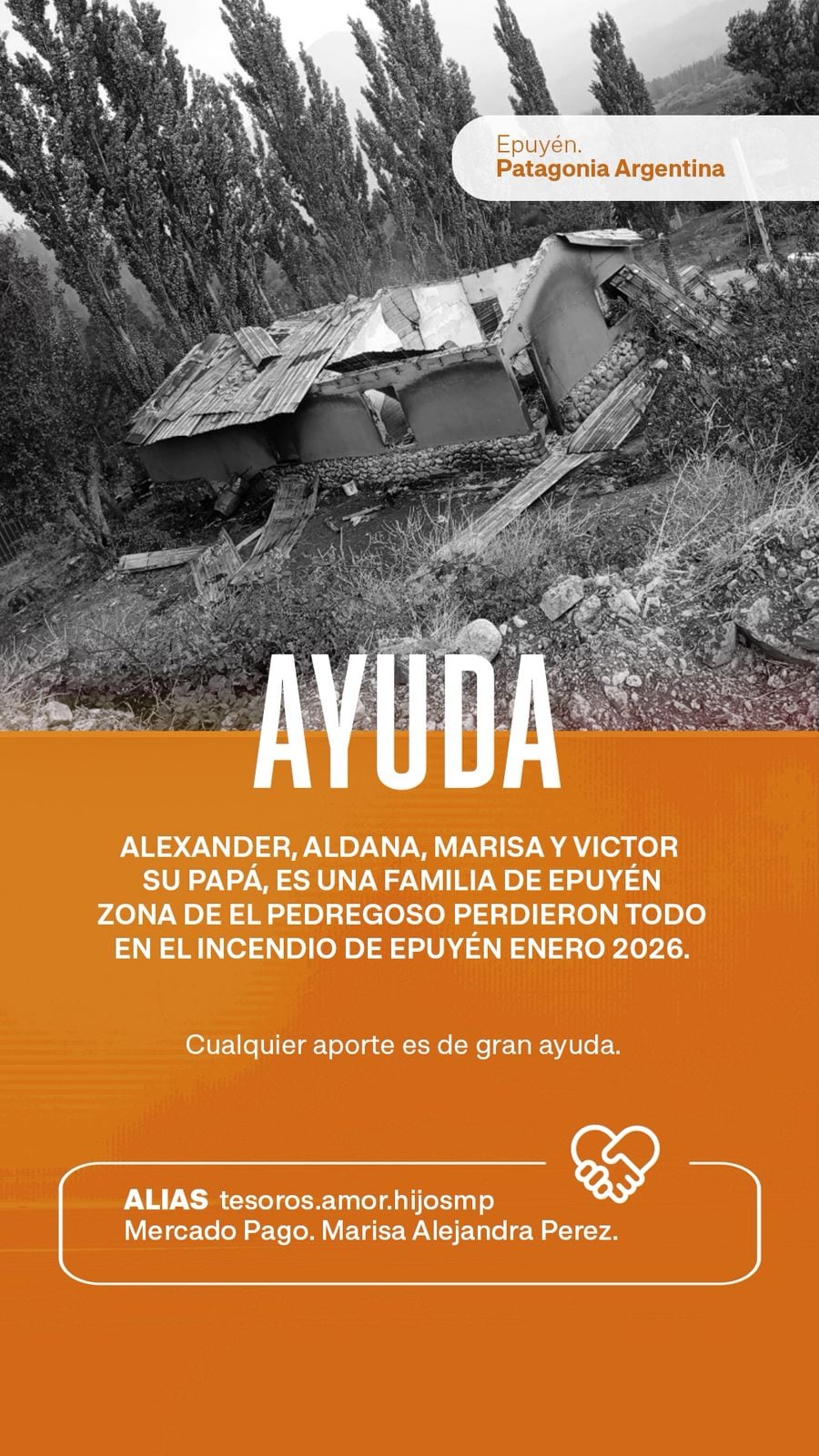 Damnificados por los incendios en la Patagonia