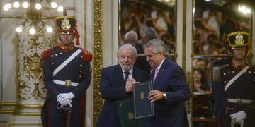 23-01-2023 - Buenos Aires - Los presidentes de Argentina y Brasil,  Alberto Fernández y Lula da Silva en Casa de Gobierno. Foto Clarín