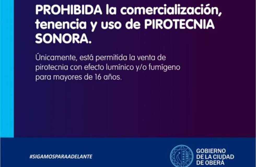 Oberá: recuerda que está prohibida la venta de pirotecnia sonora