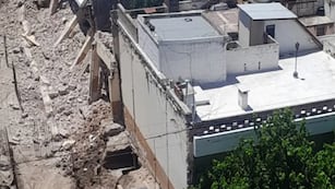 La zona del derrumbe en barrio General Paz, ciudad de Córdoba.