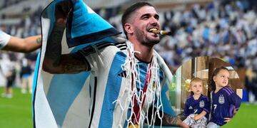 Argentina campeón mundial: los hijos de Rodrigo de Paul esperan por el reencuentro.