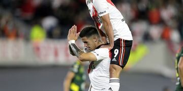 Enzo Fernández anotó el 1-0 de River sobre Defensa y Justicia. (Fotobaires)