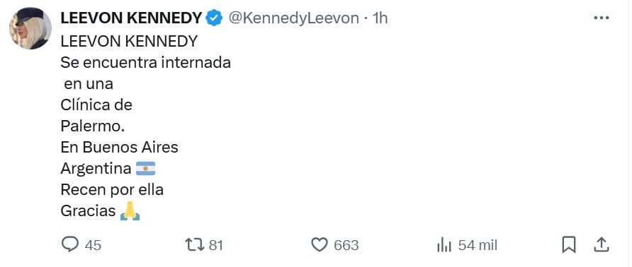 El mensaje de Leevon Kennedy en las redes que generó preocupación