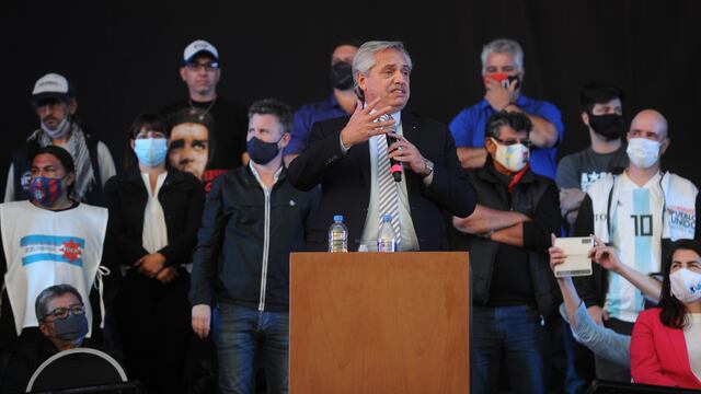 El presidente Alberto Fernández cerró el Plenario de la militancia. (Foto: Clarín)