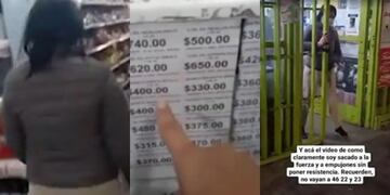 El joven mostró el listado de precios para comprobar lo que decía, pero la encargada arrancó el papel de la góndola.