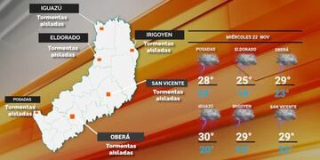 Miércoles con pronóstico de lluvias y tormentas en Misiones.