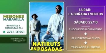 De la mano de Misiones Maravilla EVT, disfrutá de la banda Natiruts en Posadas.