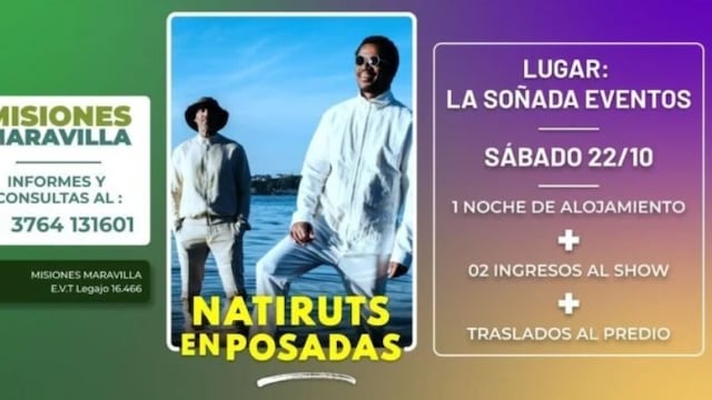 De la mano de Misiones Maravilla EVT, disfrutá de la banda Natiruts en Posadas.