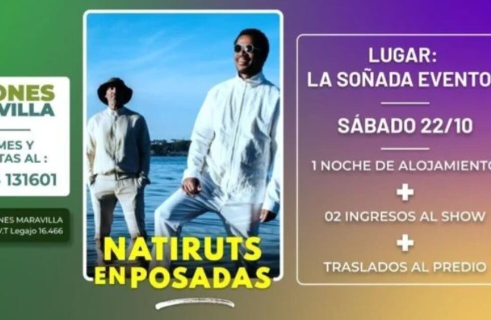 De la mano de Misiones Maravilla EVT, disfrutá de la banda Natiruts en Posadas