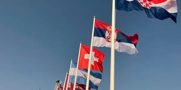 La bandera de Argentina ya flamea en Qatar. / Gentileza.