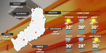 Inicio de semana con probabilidades de lluvia en la zona Norte de Misiones.