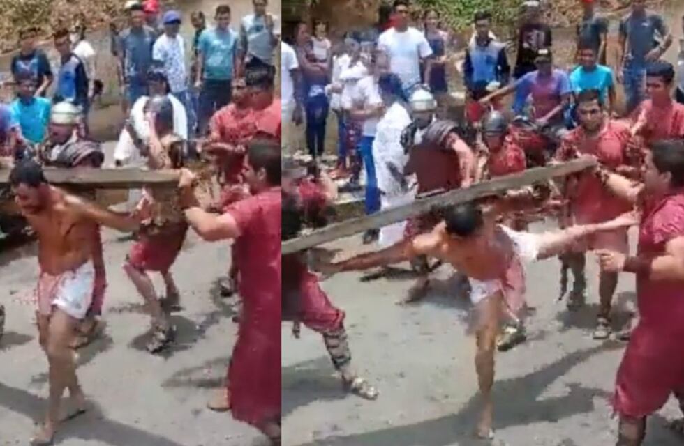 El video del Cristo que se defiende a las patadas en un Vía Crucis vuelve a ser furor en las redes sociales