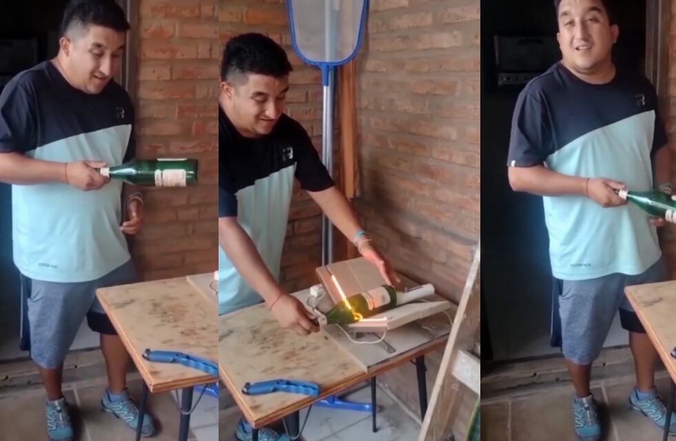 El peor tutorial: un cordobés quiso hacer un vaso con una botella de fernet y no terminó bien