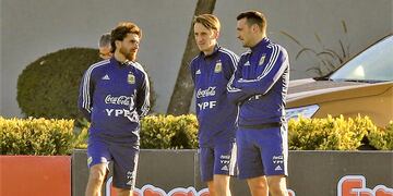 Pablo Aimar, Matías Manna y Lionel Scaloni