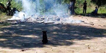 Fortín Mbororé: un incendio consumió por completo una vivienda.