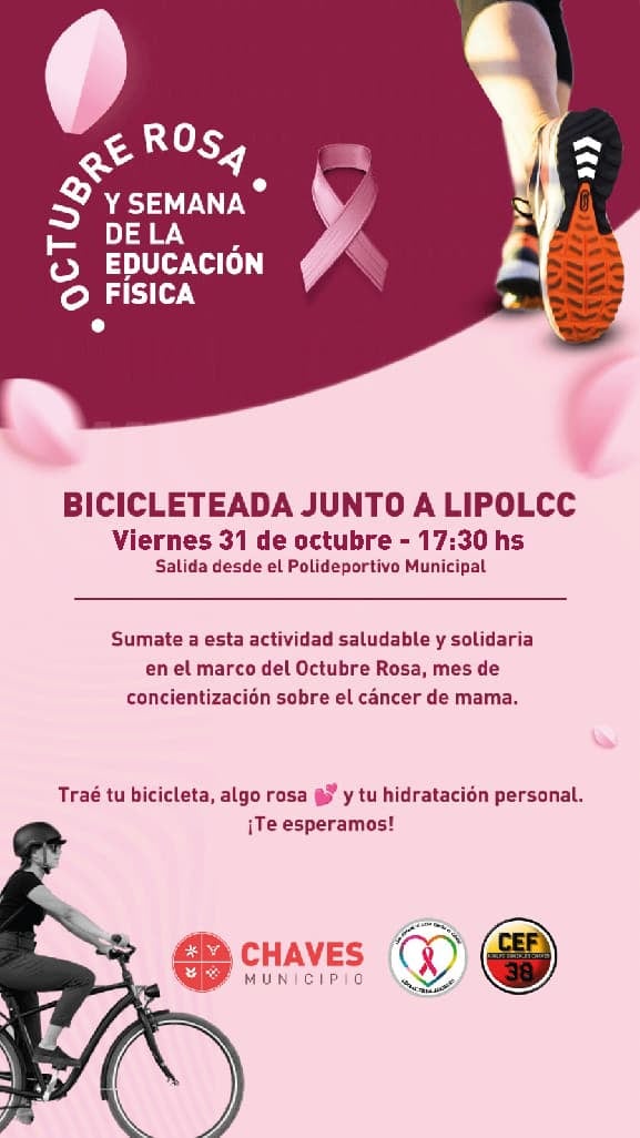 Bicicleteada Rosa en Gonzales Chaves: una propuesta saludable y solidaria para concientizar sobre el cáncer de mama