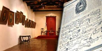 Sala histórica. El lugar donde los congresistas deliberaron y declararon la Independencia en Tucumán, el 9 de julio de 1816  (fotomontaje  Marcela Marbian).