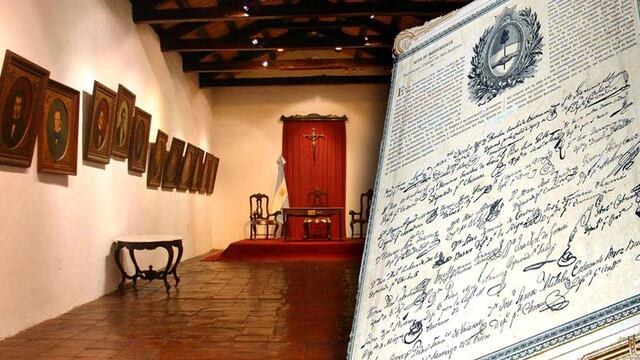 Sala histórica. El lugar donde los congresistas deliberaron y declararon la Independencia en Tucumán, el 9 de julio de 1816 (fotomontaje Marcela Marbian).