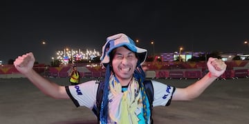 Japonés que apoya a la selección argentina y que es hincha de Boca y canta canciones de La Mona Jiménez. (Gentileza Francisco Ali de Vermouth Deportivo)