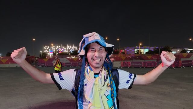 Japonés que apoya a la selección argentina y que es hincha de Boca y canta canciones de La Mona Jiménez. (Gentileza Francisco Ali de Vermouth Deportivo)