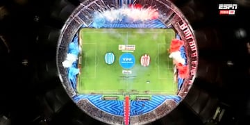 Así fue el tremendo recibimiento de Racing y Estudiantes en la final del Torneo Clausura.