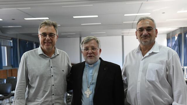 Luis Castellano, el obispo Pedro Torres y el senador Alcides Calvo