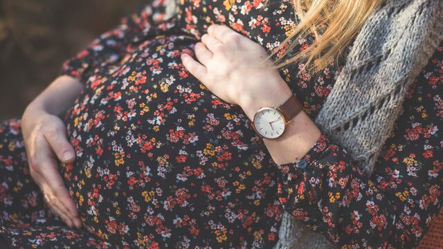 Close-up of pregnant woman's belly