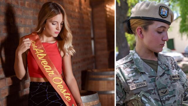 Karen combina la corona con el uniforme.