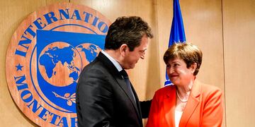 Sergio Massa junto con Kristalina Georgieva, en la última reunión que mantuvieron en Estados Unidos.