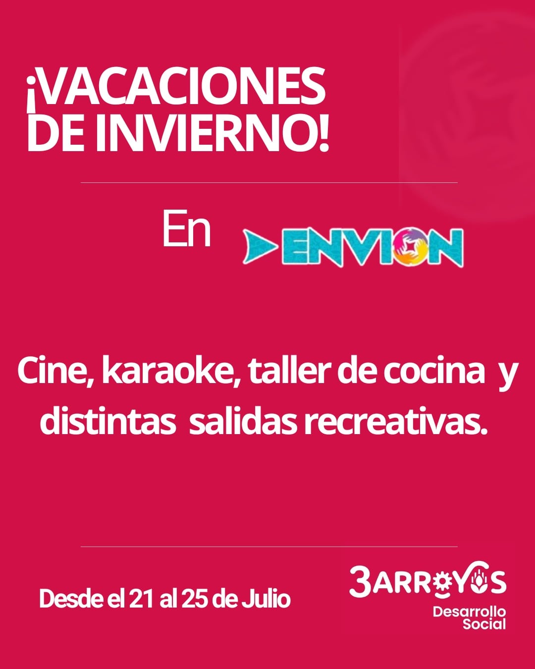 Propuestas para las Vacaciones de Invierno de la Secretaría de Desarrollo Social de Tres Arroyos