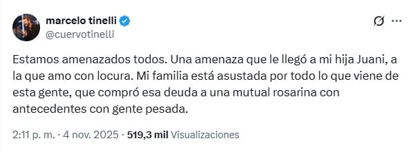 Uno de los mensajes de Marcelo Tinelli