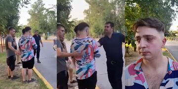El policía se burló de la camisa del joven y lo agredió